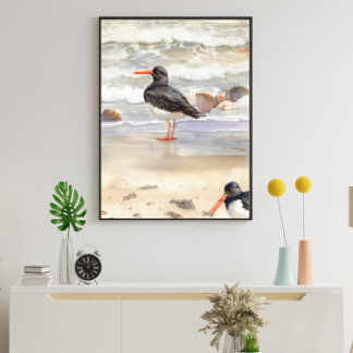 Ocean Beach Bird Poster