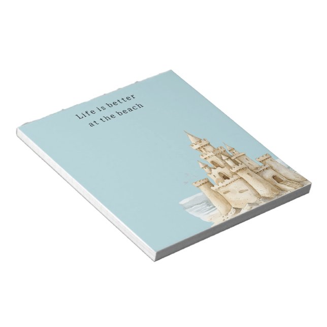 Ocean Beach Birds Blue Sky Cream Sand Castle Notizblock (angewinkelt)