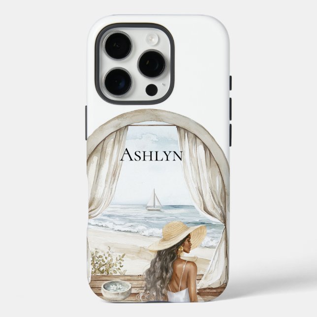 Ocean Beach Black Woman Case-Mate iPhone Hülle (Rückseite)