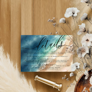Ocean Beach Blue Watercolor Elegantes Calligraph RSVP Karte