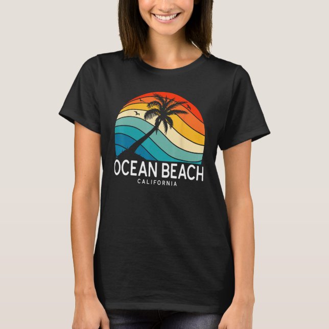 Ocean Beach California Tropical Beach Palm Tree So T-Shirt (Vorderseite)