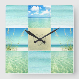 Ocean Beach Collage Wall Clock Quadratische Wanduhr