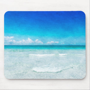 Ocean Beach Deco im Aquamarinen Aqua Turquoise Blu Mousepad