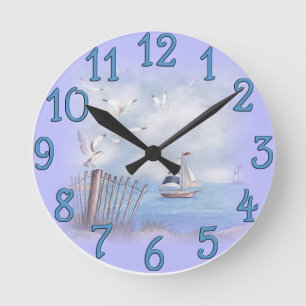 Ocean Beach Design Wall Clock Runde Wanduhr
