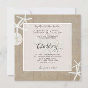 Ocean Beach Hochzeit Starfish Holz rustikal Einladung