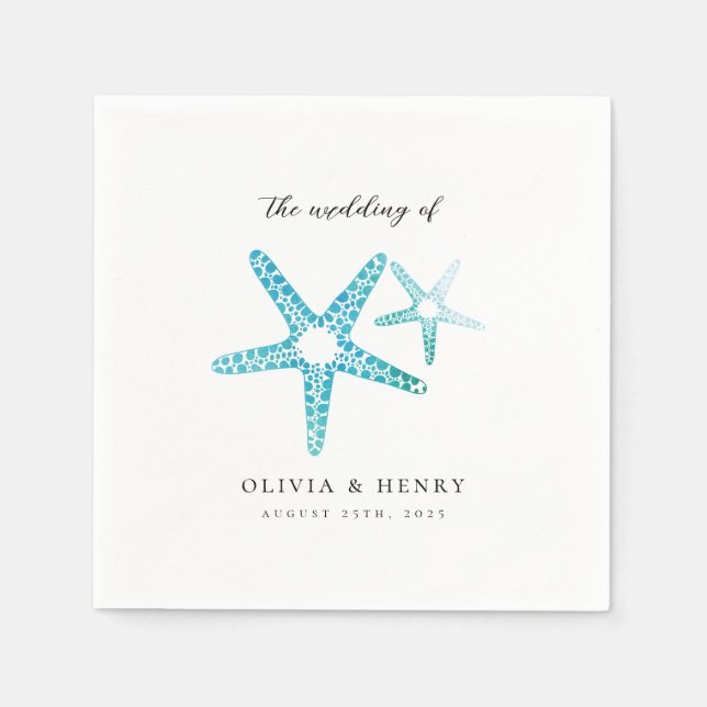 Ocean Beach Hochzeit Starfish Türkis Serviette (Vorderseite)