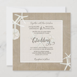 Ocean Beach Hochzeit Starfish Wald Damask Rustic Einladung
