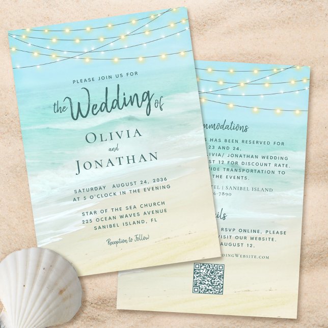 Ocean Beach Hochzeitungs-QR-Code Einladung (Von Creator hochgeladen)