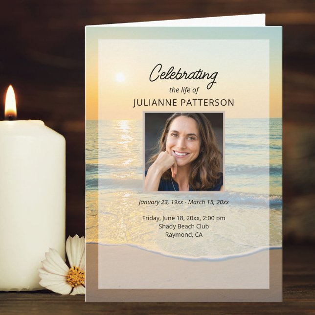 Ocean Beach Ihr Foto Feier zum Leben Beerdigung Programm (Von Creator hochgeladen)