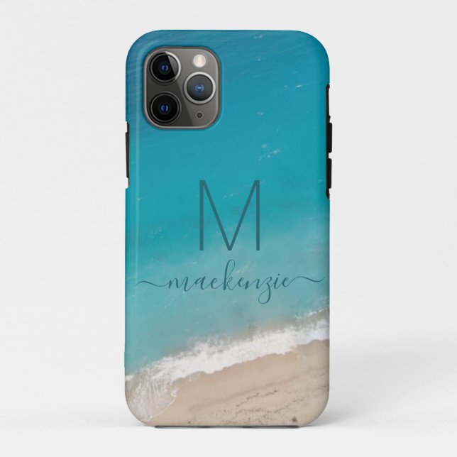 Ocean Beach mit Aquamarinem Blue Monogram Personal Case-Mate iPhone Hülle (Rückseite)