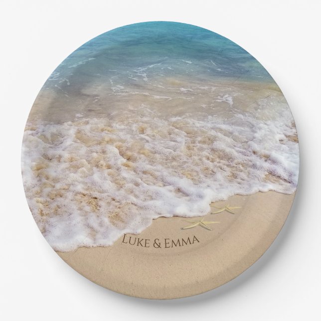 Ocean Beach mit Seestern Pappteller (Vorderseite)