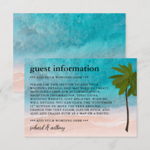 Ocean Beach Palm Tree Hochzeitsdetails Begleitkarte