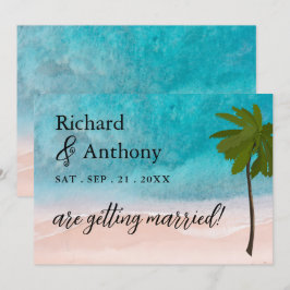 Ocean Beach Palm Tree Wedding Save The Date