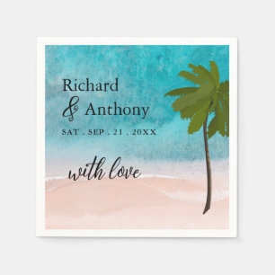 Ocean Beach Palm Tree Wedding Serviette