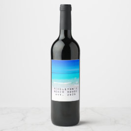 Ocean Beach Personal Aqua Blue Modern Weinetikett