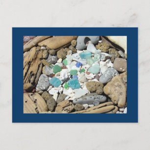Ocean Beach Postkarten Driftwood Fossils Sea Glass