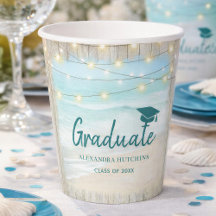 Ocean Beach Rustic Wood Lights Graduate Party