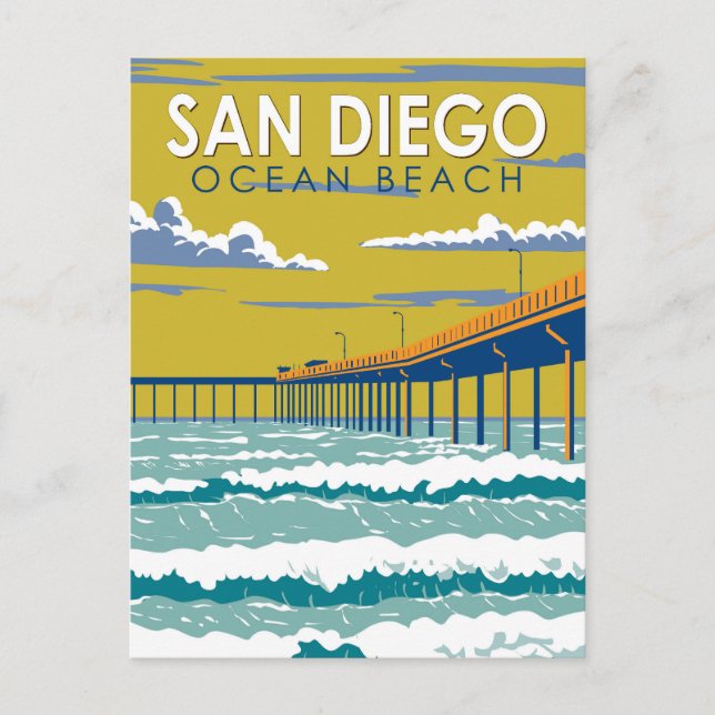 Ocean Beach San Diego Kunst, Dichtung und Musik Vi Postkarte (Vorderseite)