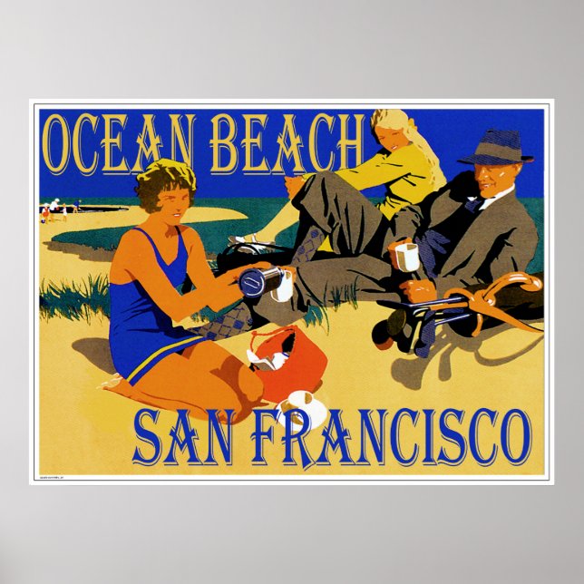 Ocean Beach San Francisco, California Retro Beach Poster (Vorne)