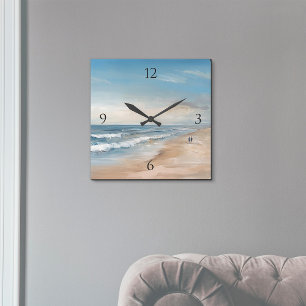 Ocean Beach Scene Malerei Quadratische Wanduhr