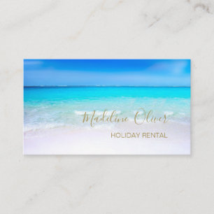 Ocean Beach Sea Holiday Rental Gold Blue Stilvoll Visitenkarte