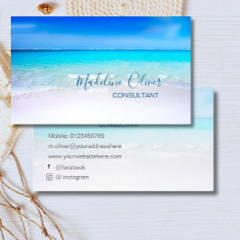 Ocean Beach Sea Social Media Reisen Aqua Blue Visitenkarte