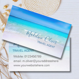Ocean Beach Sea Travel Agent Blue Stilvoll Visitenkarte