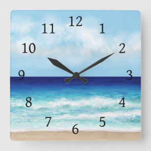 Ocean Beach Sea view 275 Quadratische Wanduhr