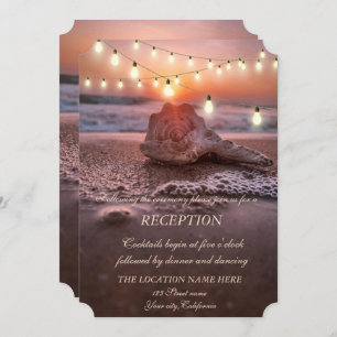Ocean Beach, Seashell Lights Hochzeitsempfang Einladung