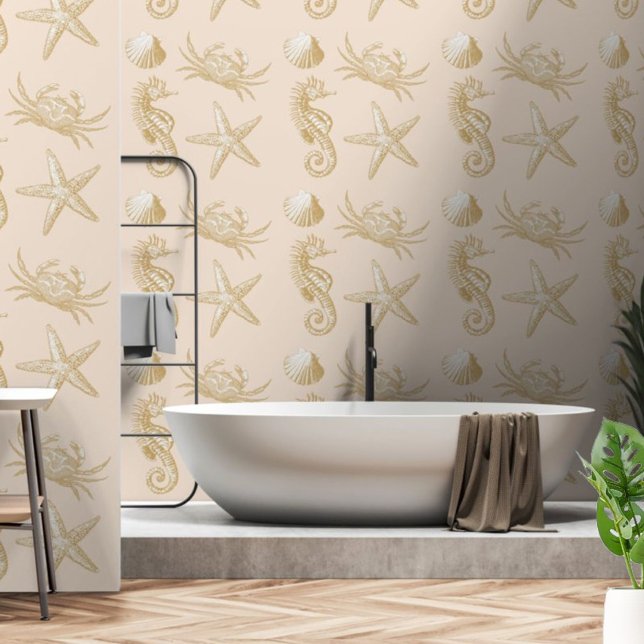 Ocean Beach Seepferd Starfish Crab & Muschel Muste Tapete (Von Creator hochgeladen)