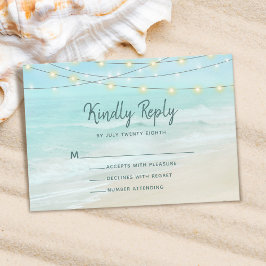 Ocean Beach Summer String Lights Hochzeit RSVP Karte