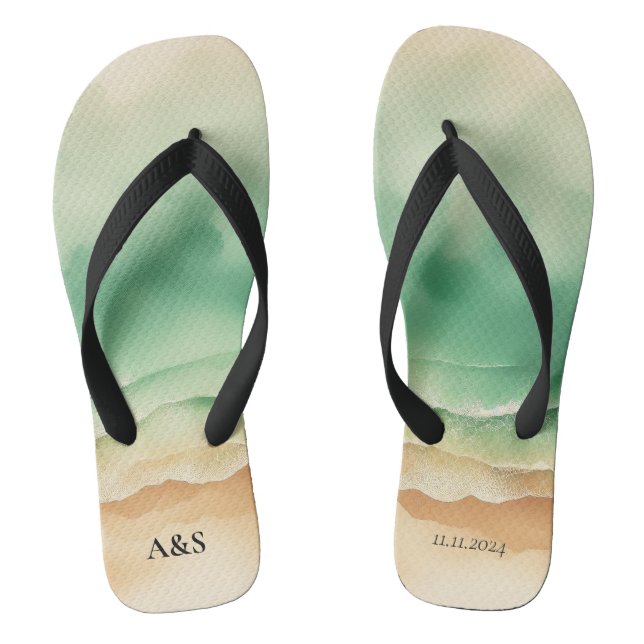 Ocean Beach SUMMER Wasserfarbe Elegante Flip Flops (Fußbett)