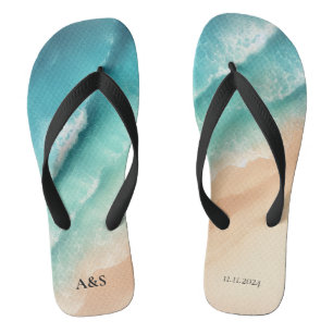 Ocean Beach SUMMER Wasserfarbe Elegante Hochzeit Flip Flops