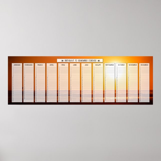 Ocean Beach Sunrise Geburtstagskalender Poster (Vorne)