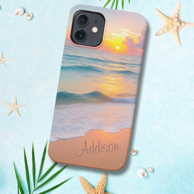 Ocean Beach Sunset Vibes Personalisiert iPhone Hülle (Von Creator hochgeladen)