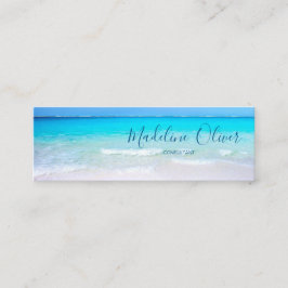 Ocean Beach Travel Aqua Blue Modern Thin Mini Visitenkarte