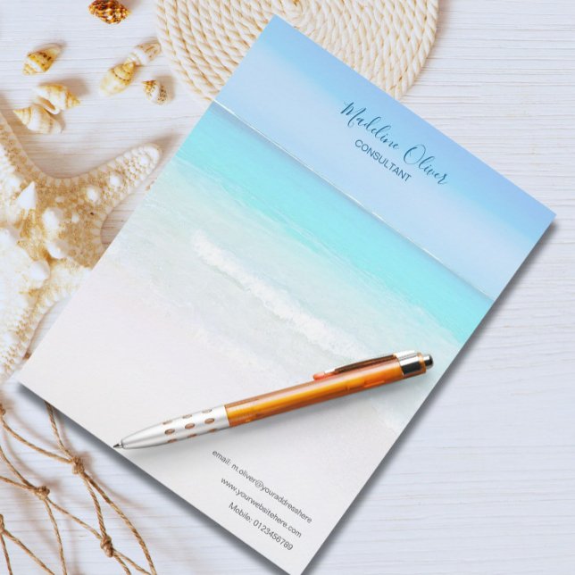 Ocean Beach Travel Aqua Blue Stilvoll Briefbogen (Von Creator hochgeladen)