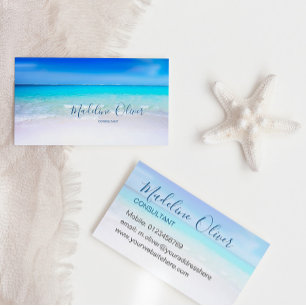 Ocean Beach Travel Aqua Blue Stilvoll Visitenkarte