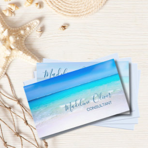 Ocean Beach Travel Aqua Blue Stilvoll Visitenkarte