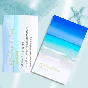 Ocean Beach Travel Wellness-Center Blue Gold Stilv Visitenkarte