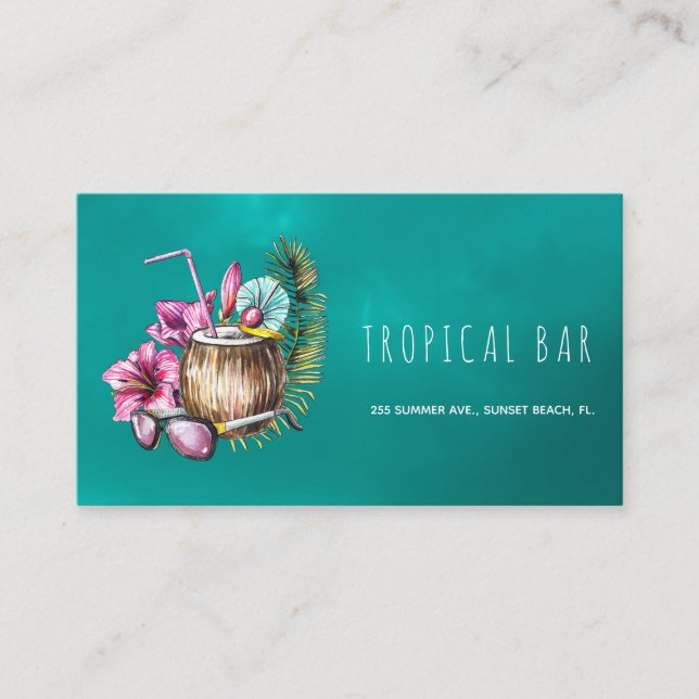 Ocean Beach Tropical Barkeeper Visitenkarten Visitenkarte (Vorderseite)