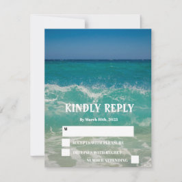 Ocean Beach Tropical Elegant Wedding RSVP Card