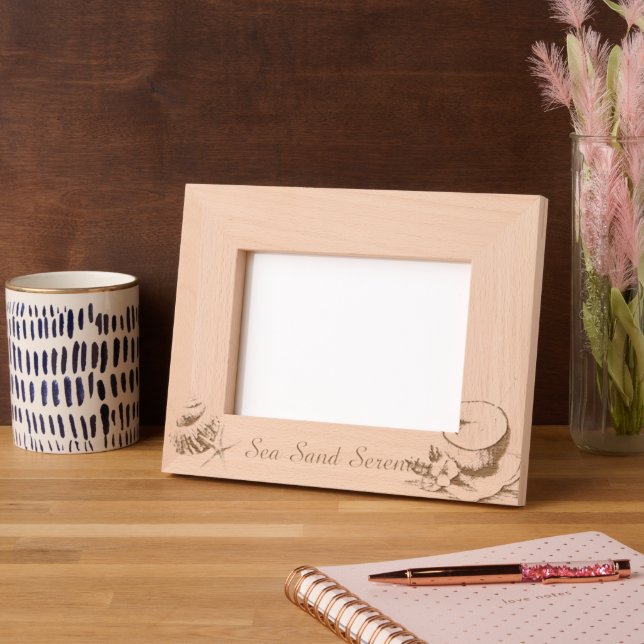 Ocean Beach Tropical Flower Coconut Starfish Geätzte Rahmen (Linke Ecke)