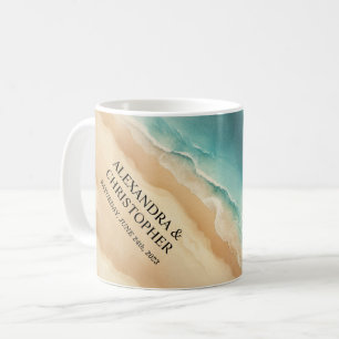 Ocean Beach Watercolor Sommerhochzeit Kaffeetasse