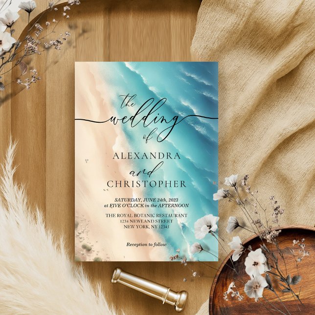 Ocean Beach Watercolor Sommersignatur Einladung (Von Creator hochgeladen)