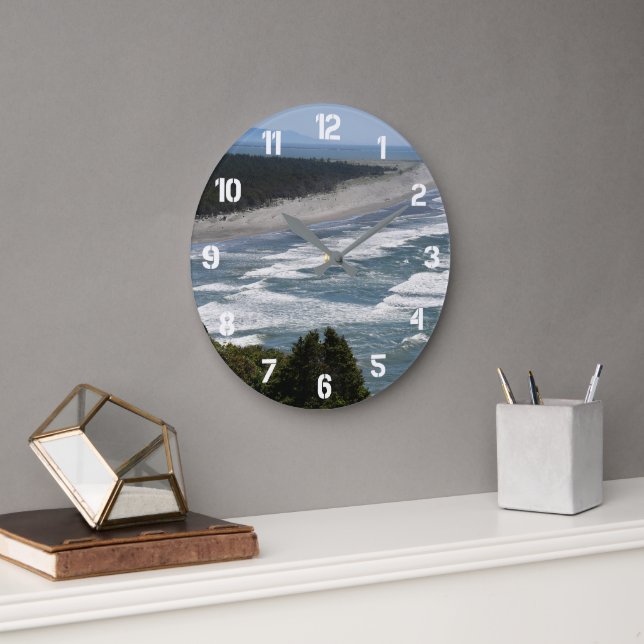 Ocean Beach Waves Küste Seascape Große Wanduhr (Büro)