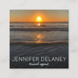 Ocean Beach Waves Sunset Nature Foto Travel Quadratische Visitenkarte