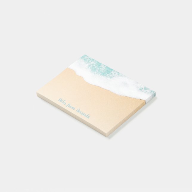 Ocean Beach Waves - tropischer Name Post-it Klebezettel (angewinkelt)