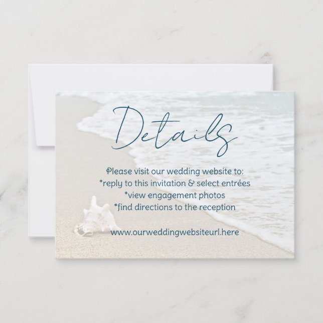Ocean Beach Wedding Details Card RSVP Karte (Vorderseite)