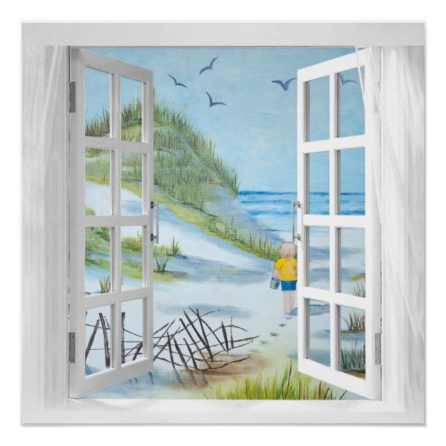 Ocean Beach Window Watercolor Poster (Vorderseite)